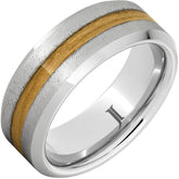 Barrel Aged Serinium® Ring with Chardonnay Wood Inlay and Grain Finish